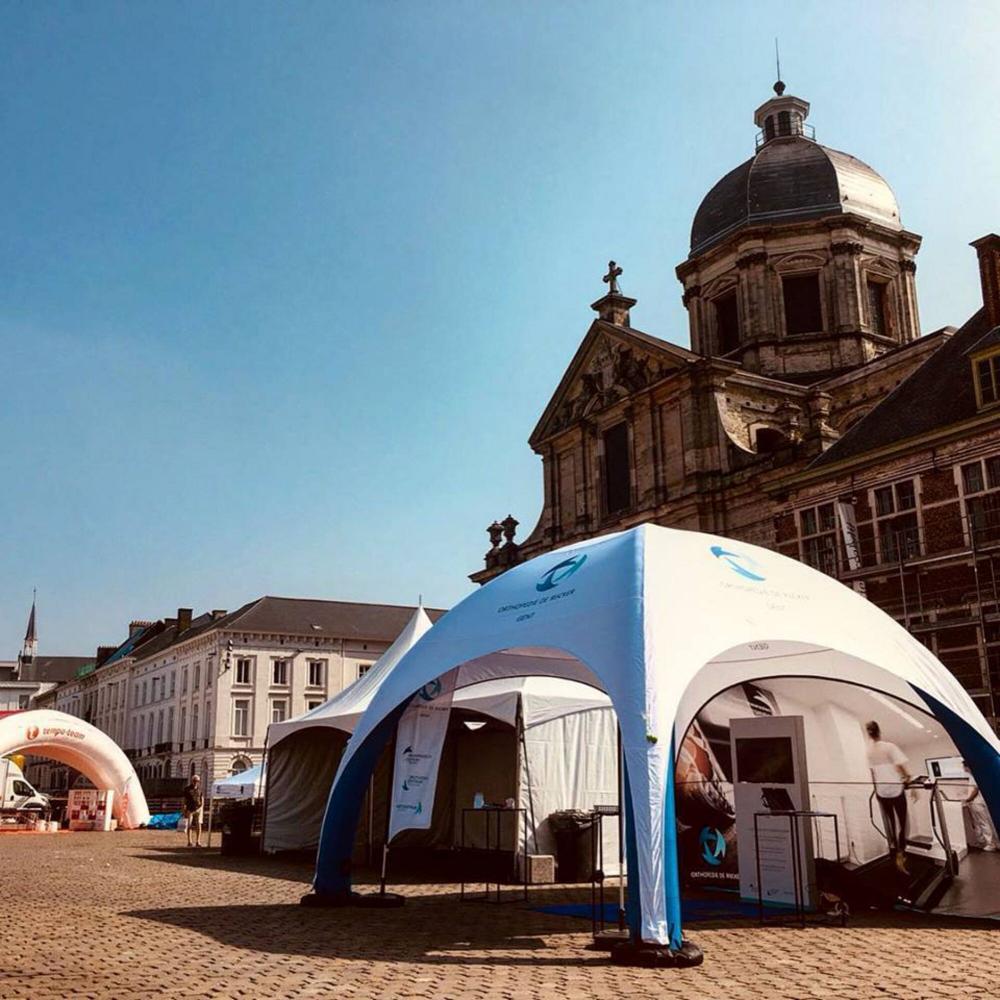 Opblaasbare tent Globe - 6x6m Zwart frame - Bedrukt dakzeil