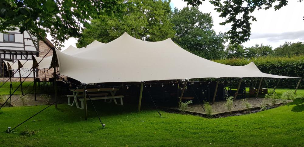 Carpa beduina Triflexx (560 g/m²) con abrazaderas - 15 x 20 m - Arena/Crema