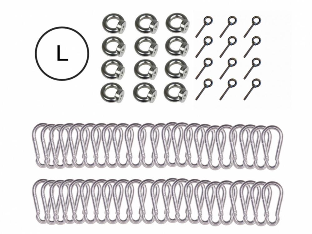 Carabiner set - stainless steel - measure made eyebolts for stretch tent 10 x 10,5 m 