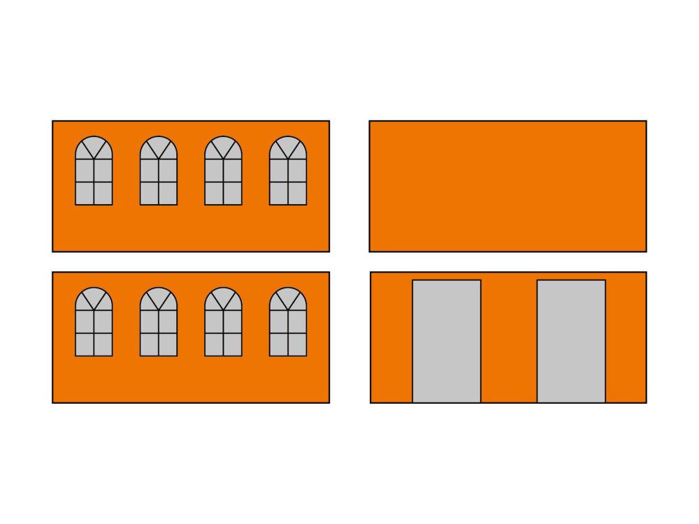 Faltzelt Seitenwandset mit Tragetasche - Bogenfenster - 5 x 5 m - Polyester orange