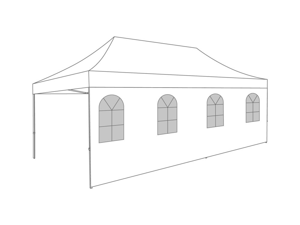 Faltzelt Seitenwand Bogenfenster - 6 m - Polyester (für 3 x 6 m) Weiß