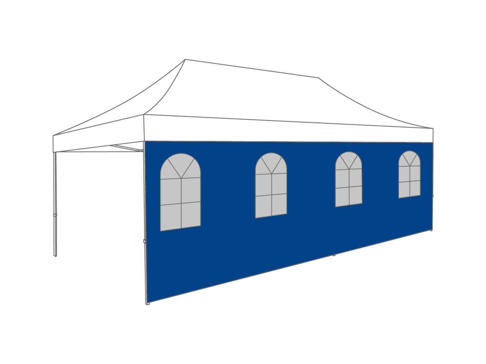 Faltzelt Seitenwand Bogenfenster - 6 m - Polyester (für 3 x 6 m) Hellblau