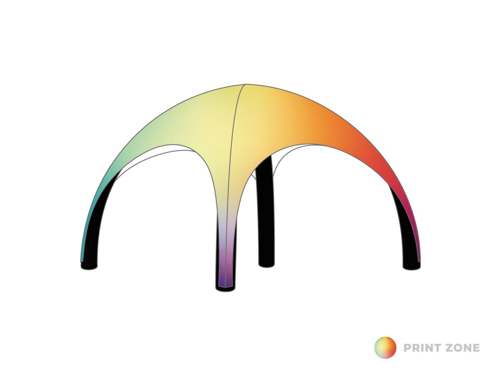 Opblaasbare tent Globe - 6x6m Zwart frame - Bedrukt dakzeil
