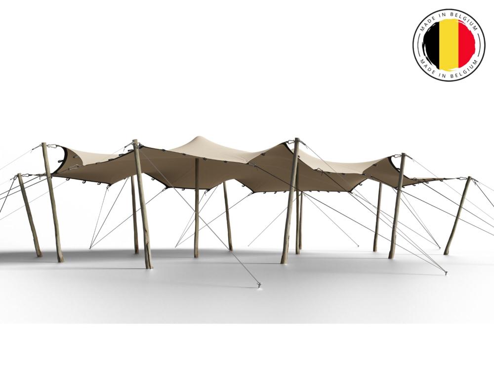 Triflexx stretchtent zeil (560 g/m²) met lussen - 6,5 x 10 m Sand (out)/Cream (in)