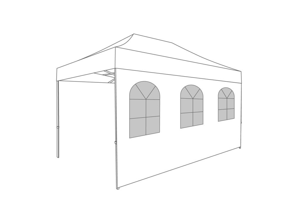 Vouwtent Zijwand boograam - 4,5m - Polyester Wit