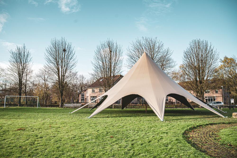 TENTE ÉTOILE STELLAR 9 TEXTURED - SET 18 M - PVC - TOIT TAUPE - STRUCTURE ANODISÉ