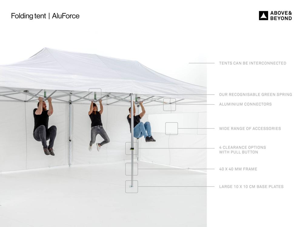 Carpa plegable AluForce con techo de poliéster - 3x3m blanco