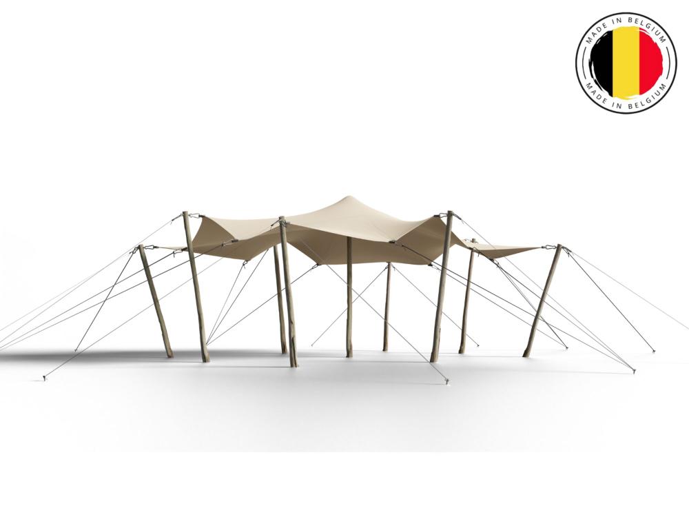 Triflexx stretchtent zeil (560 g/m²) met klemmen - 6,5 x 5 m Sand (out)/Cream (in)