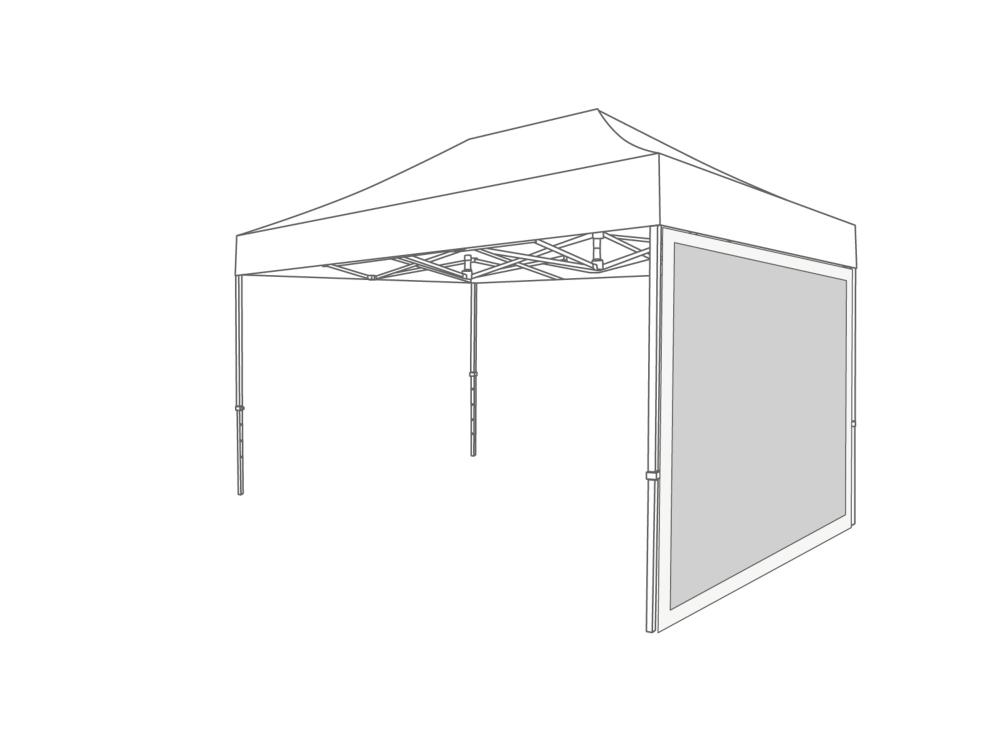 Faltzelt Seitenwand Panoramafenster - 2 m - Polyester Weiß