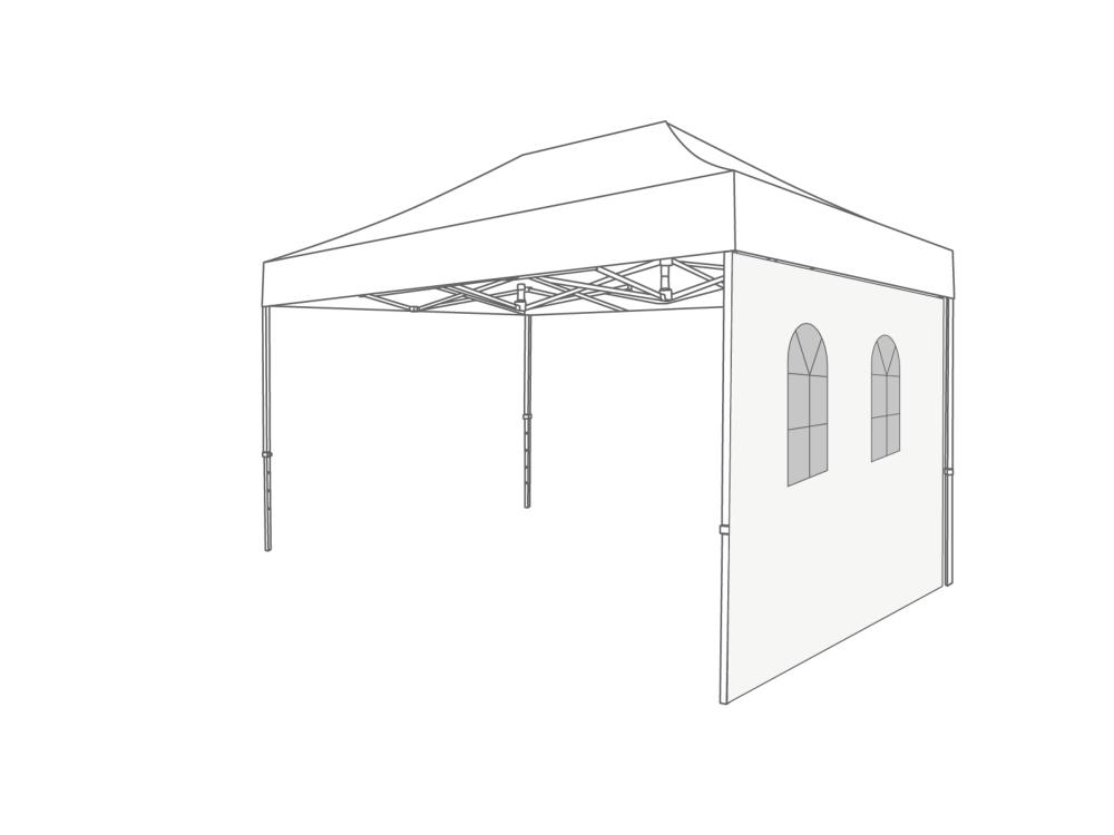Tonnelle pliante Paroi latérale avec fenêtre en arche - 2m - Polyester Blanc