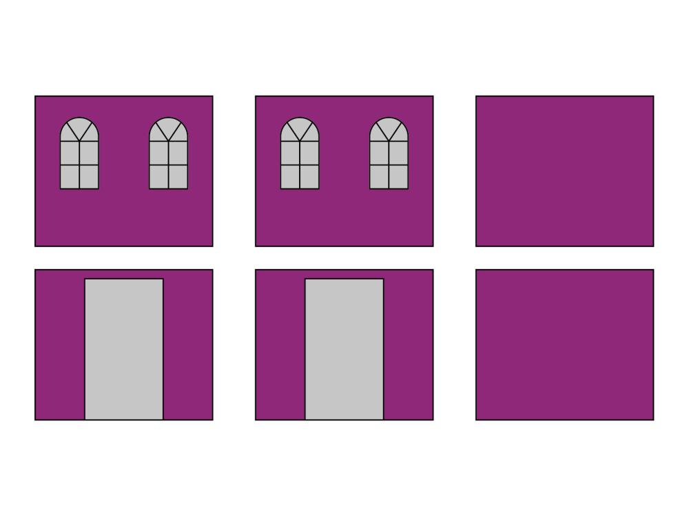 Folding tent Sidewall set with carry bag - Arched windows - 4x8m - Polyester Mauve