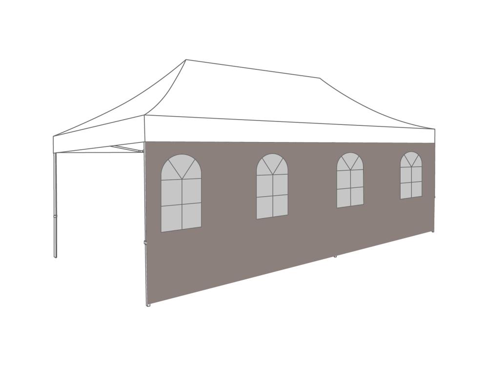 Faltzelt Seitenwand Bogenfenster - 6 m - Polyester (für 3 x 6 m) Sand