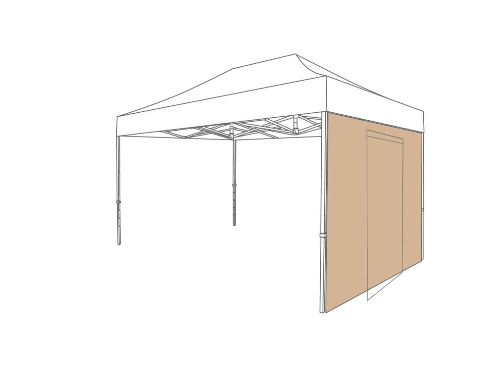 Tonnelle pliante Paroi latérale avec porte - 2m - PVC (mat) Desert Sand