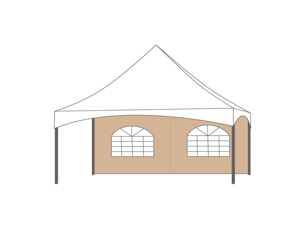 Pared lateral con ventana - carpa jaima con keder - 6m arena