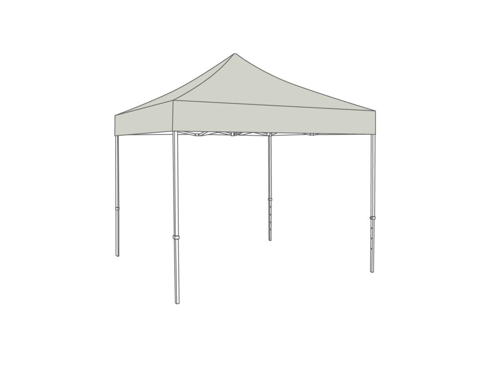 Vouwtent AluForce met dakzeil - 4x4m - Polyester Lichtgrijs