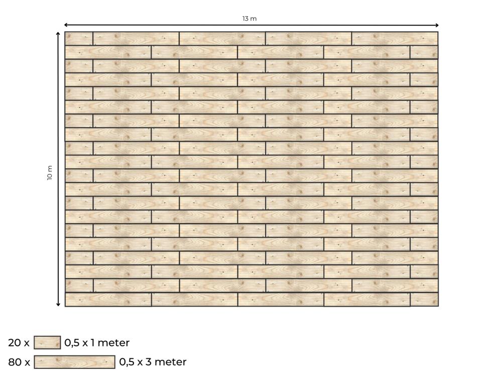 Complete vlondervloer voor Bonga stretchtent 10 m x 12,5 m