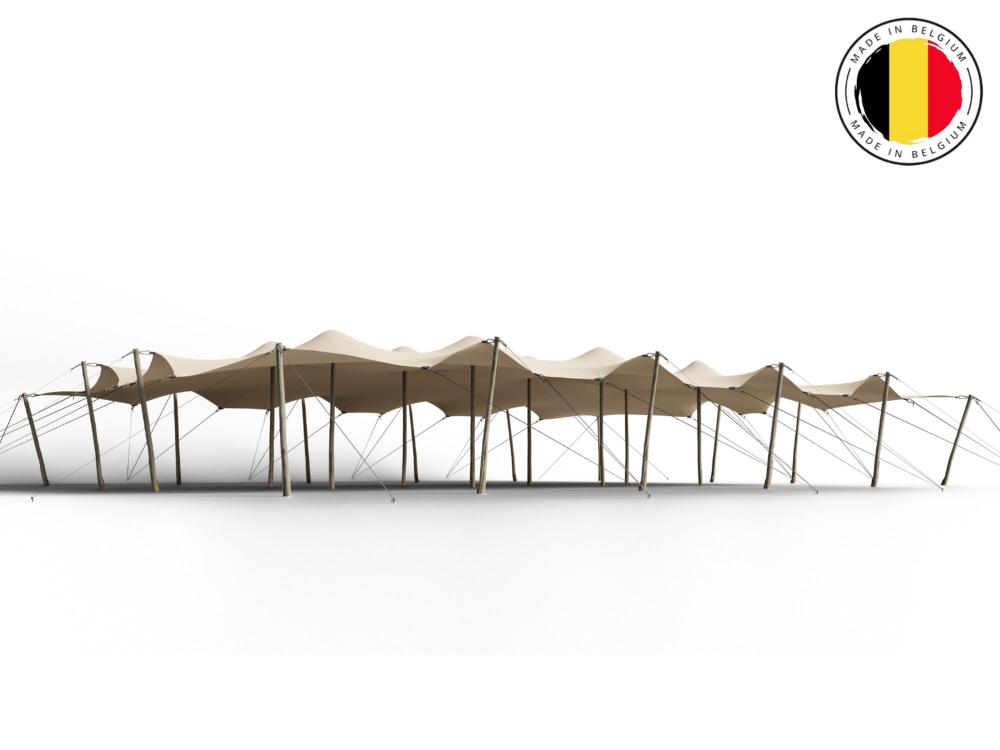 Carpa beduina Triflexx (560 g/m²) con abrazaderas - 15 x 20 m - Arena/Crema