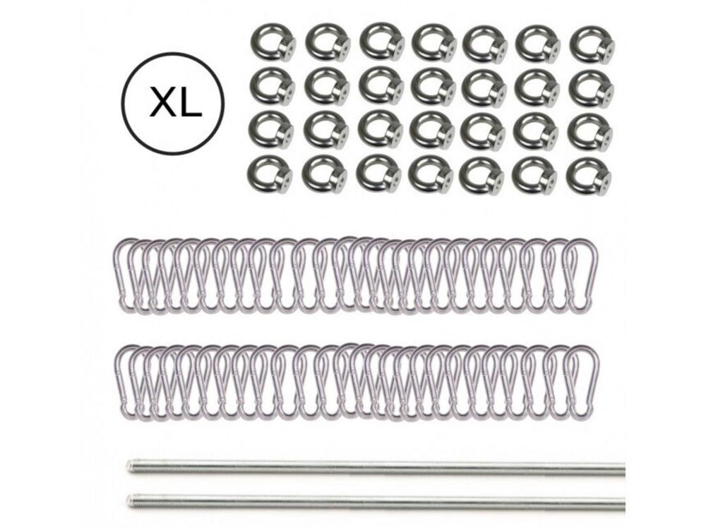 Kit de mousquetons - galvanisé - tige filletée à couper pour tente stretch 10 x 15 m 