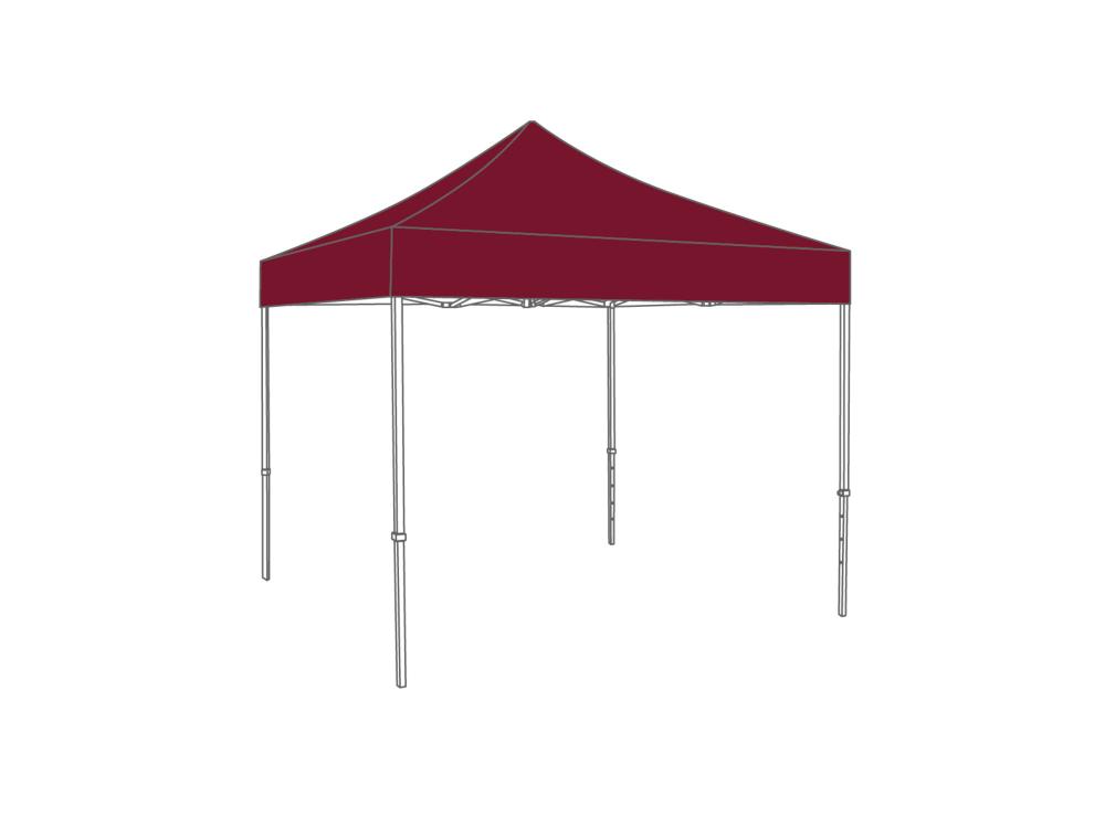 Faltzelt AluLite mit Dachplane - 4 x 4 m - Polyester Bordeaux