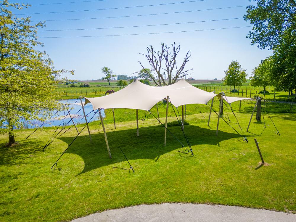 Hiflexx voile tente stretch (740 g/m²) avec pinces - 6,5 x 10 m Sable/Sable