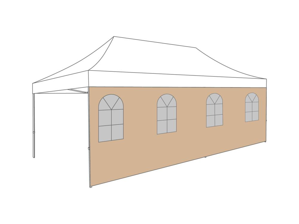 Faltzelt Seitenwand Bogenfenster - 6 m - Polyester (für 3 x 6 m) Desert Sand