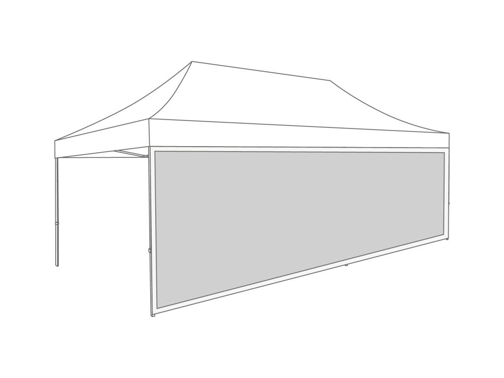 Vouwtent Zijwand panorama raam - 6m - Polyester (voor 3x6m) Wit