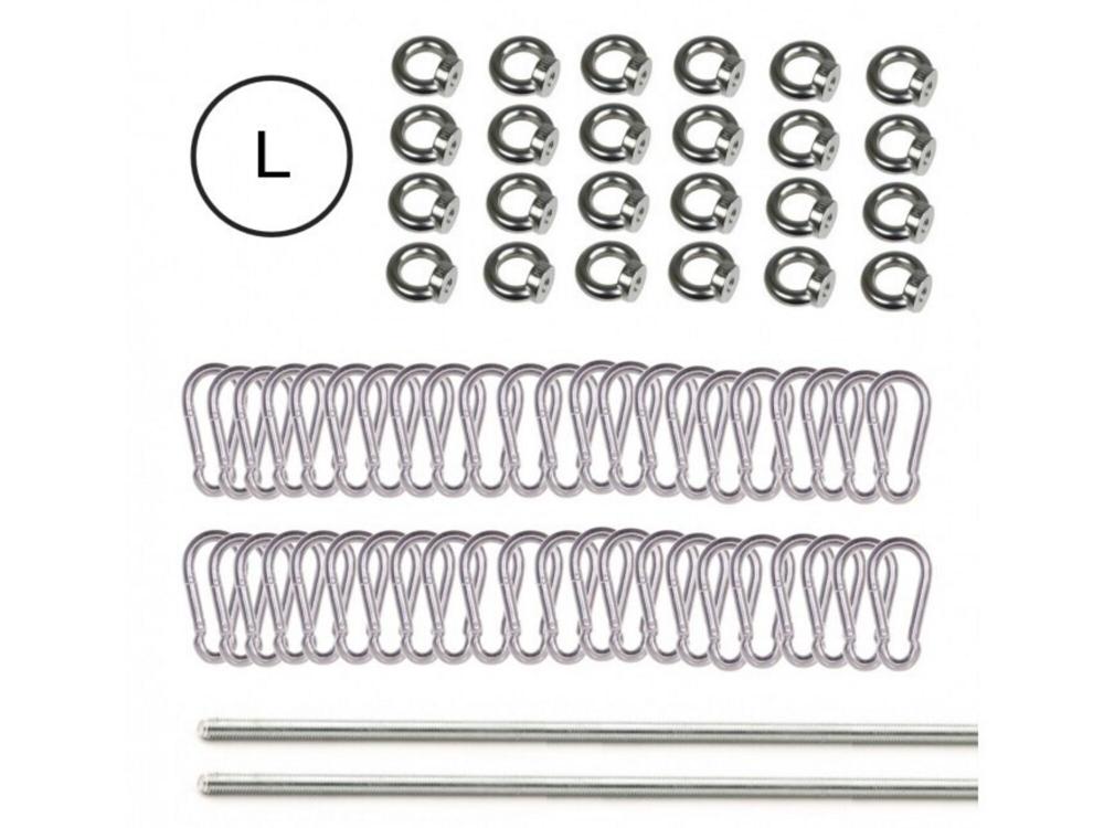 Kit de mousquetons - galvanisé - tige filletée à couper pour tente stretch 10 x 12,5 m 
