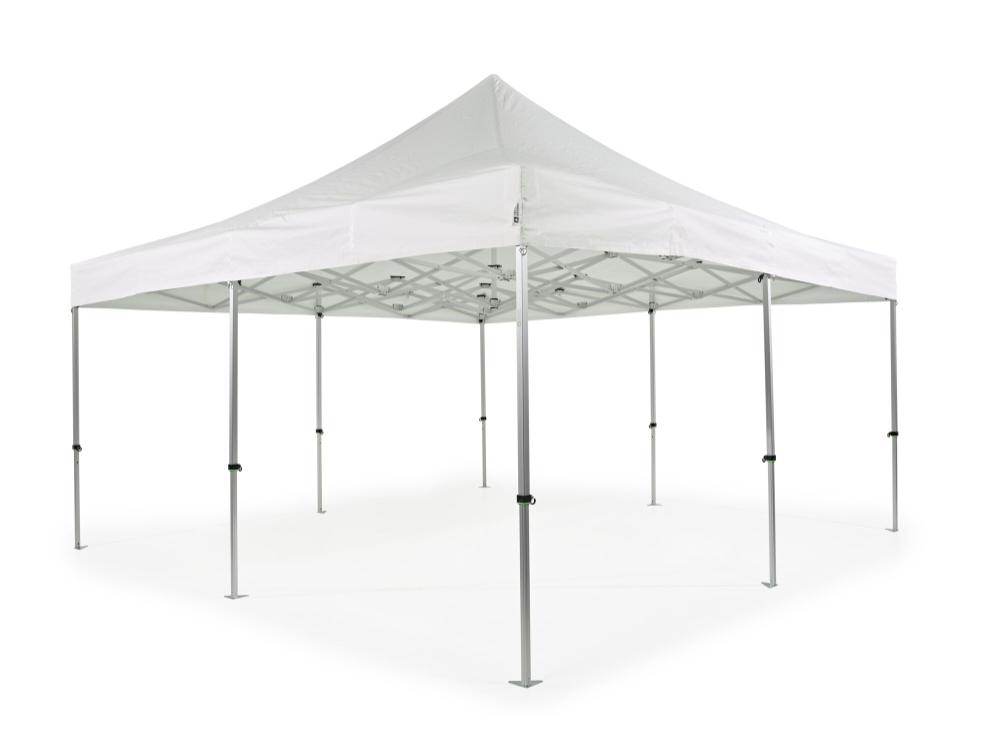 Tonnelle pliante AluForce avec bâche de toit - 5x5m - PVC light (mat) Blanc