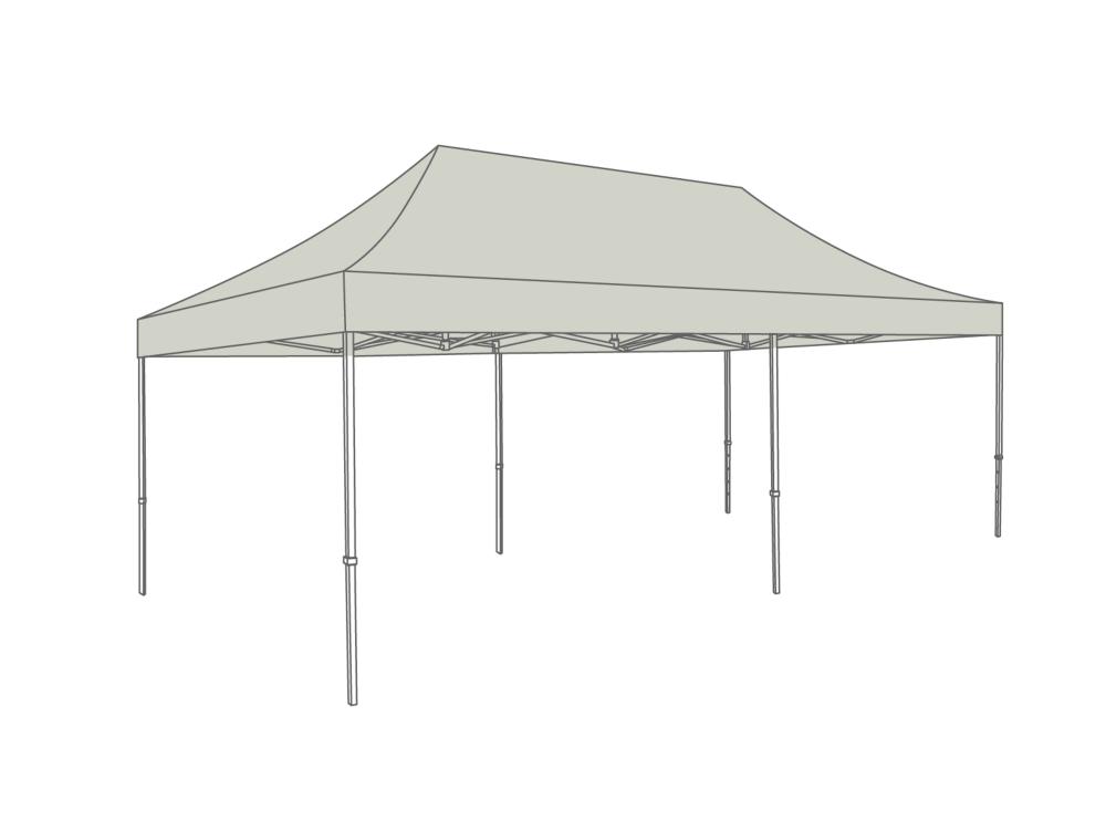 Tonnelle pliante AluForce avec bâche de toit - 3x6m - Polyester Gris clair