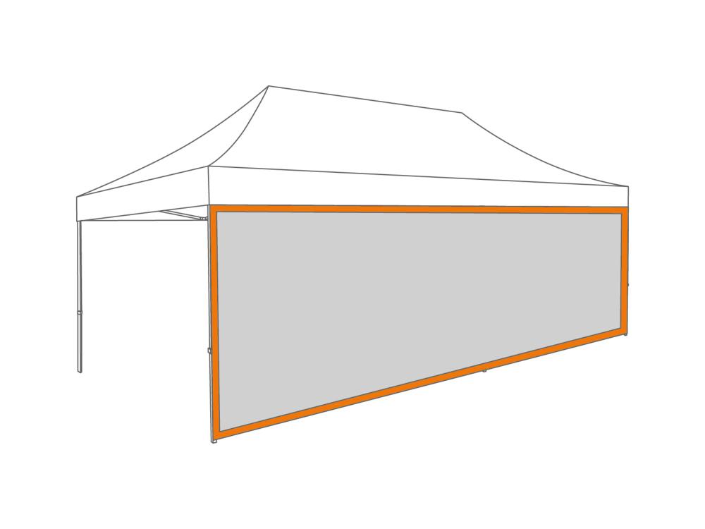 Faltzelt Seitenwand Panoramafenster - 6 m - Polyester (für 3 x 6 m) Orange
