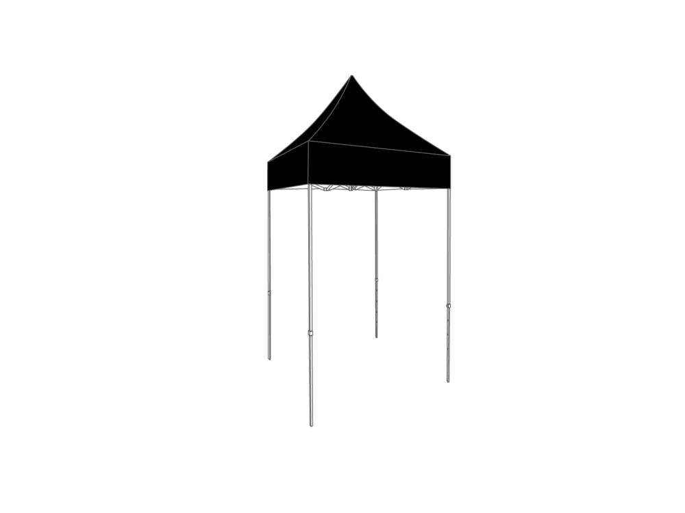 Techo - carpa plegable -1,5x1,5m - PVC (mate) negro