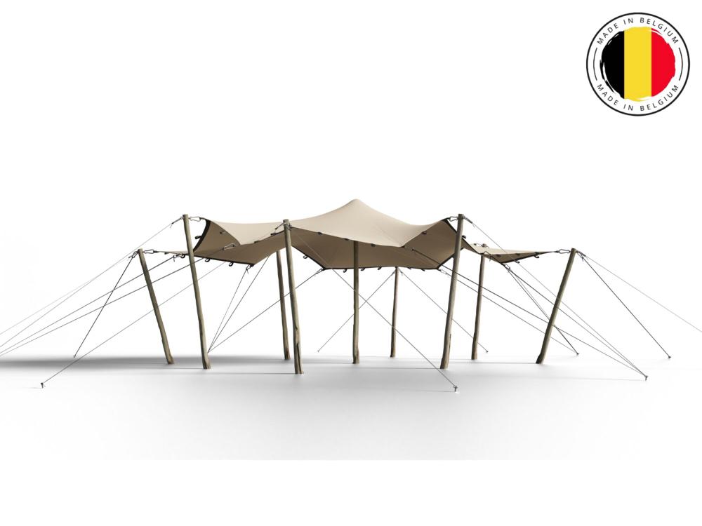 Triflexx stretchtent zeil (560 g/m²) met lussen - 6,5 x 5 m Sand (out)/Cream (in)