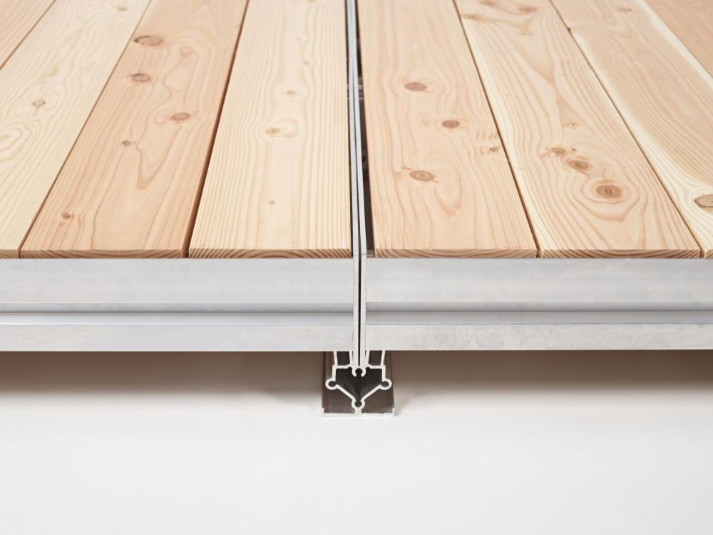 Montierter Kassettenboden mit Klicksystem und Dämpfung - 1 x 2,5 m - Kiefernholz