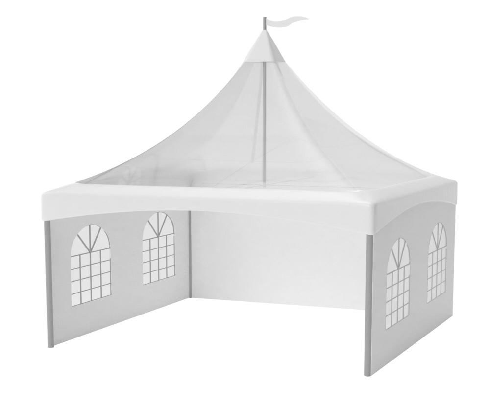 Pagodetent keder met panorama dakzeil wit - incl. zijwanden - 6x6m