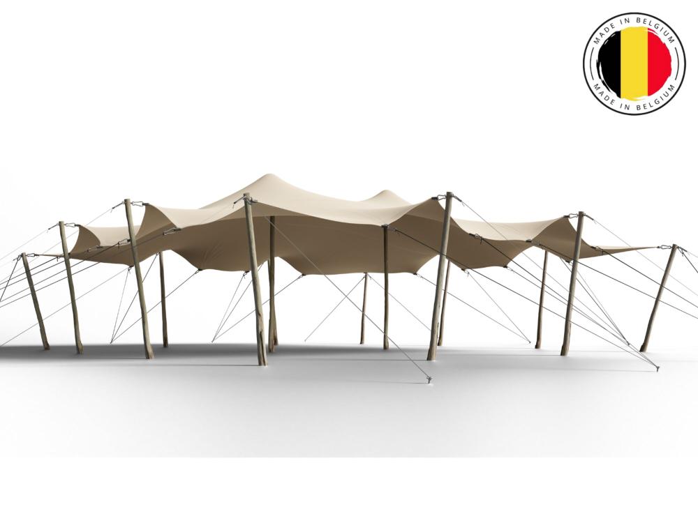 Triflexx stretchtent zeil (560 g/m²) met klemmen - 10 x 10,5 m Sand (out)/Cream (in)