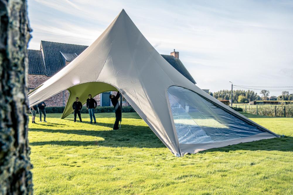 Sternzelt Stellar 7 plain - Seitenwand mit Panoramafenster 15 m Weiß