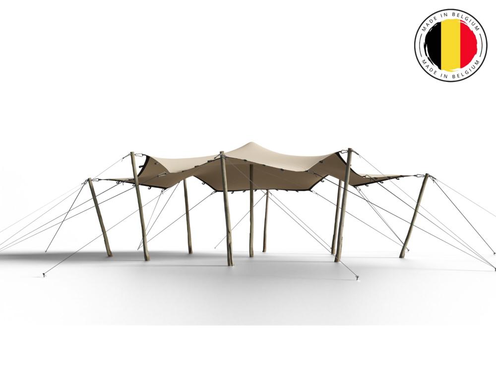 Triflexx stretchtent zeil (560 g/m²) met lussen - 6,5 x 6,5 m Sand (out)/Cream (in)