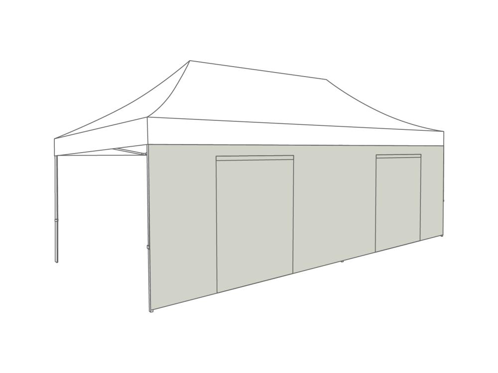 Tonnelle pliante Paroi latérale avec porte - 6m - Polyester (pour 3x6) Gris clair