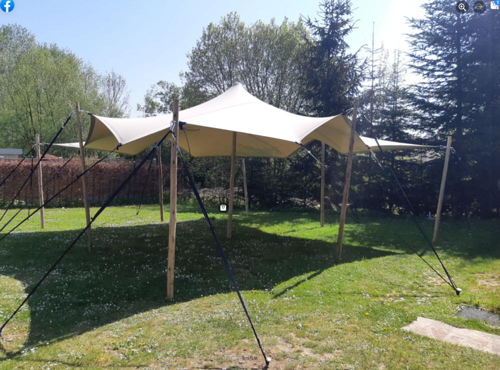 Carpa beduina Triflexx (560 g/m²) con abrazaderas - 6,5 x 6,5 m - Crema/Crema