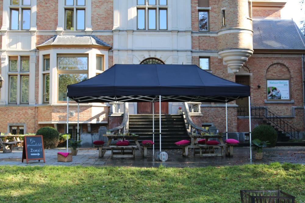 Tonnelle pliante AluForce avec bâche de toit - 3x4,5m - Polyester Blanc