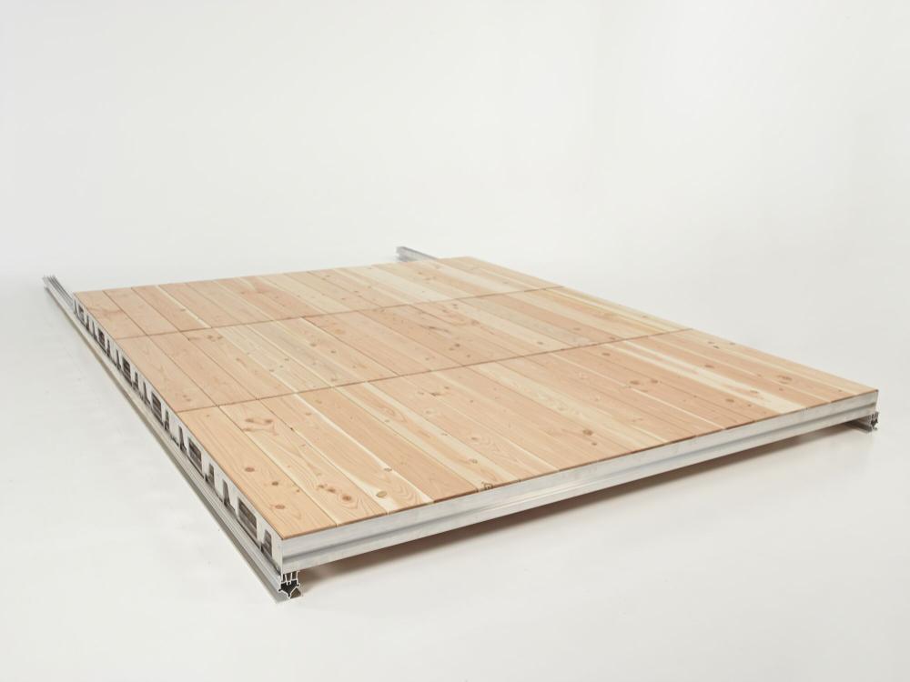 Montierter Kassettenboden mit Klicksystem und Dämpfung - 1 x 2,5 m - Kiefernholz
