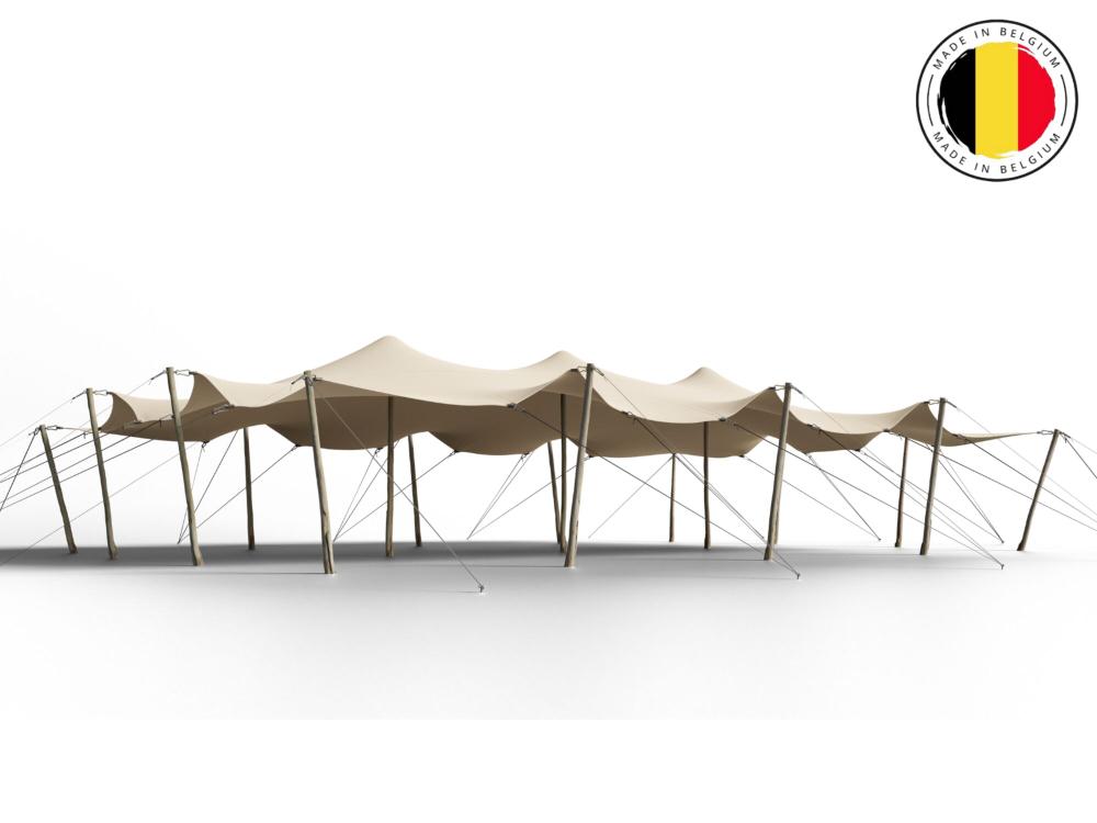Triflexx stretchtent zeil (560 g/m²) met klemmen - 10 x 15 m Sand (out)/Cream (in)