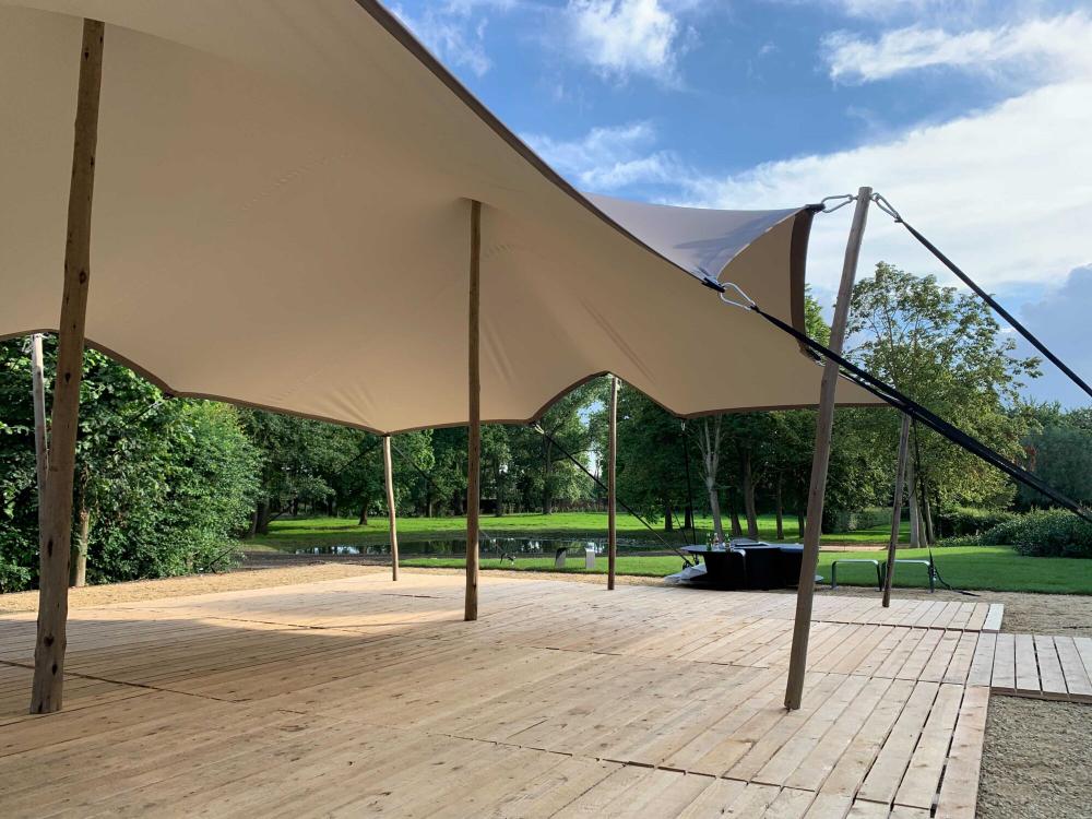 Carpa beduina Triflexx (560 g/m²) con abrazaderas - 6,5 x 6,5 m - Crema/Crema