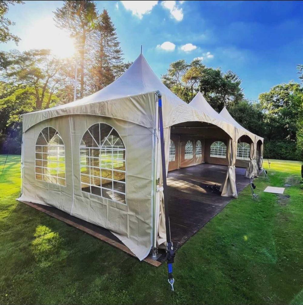 Tente pagode keder avec tubes ronds - Kit complet avec parois latérales - 5x5m Blanc
