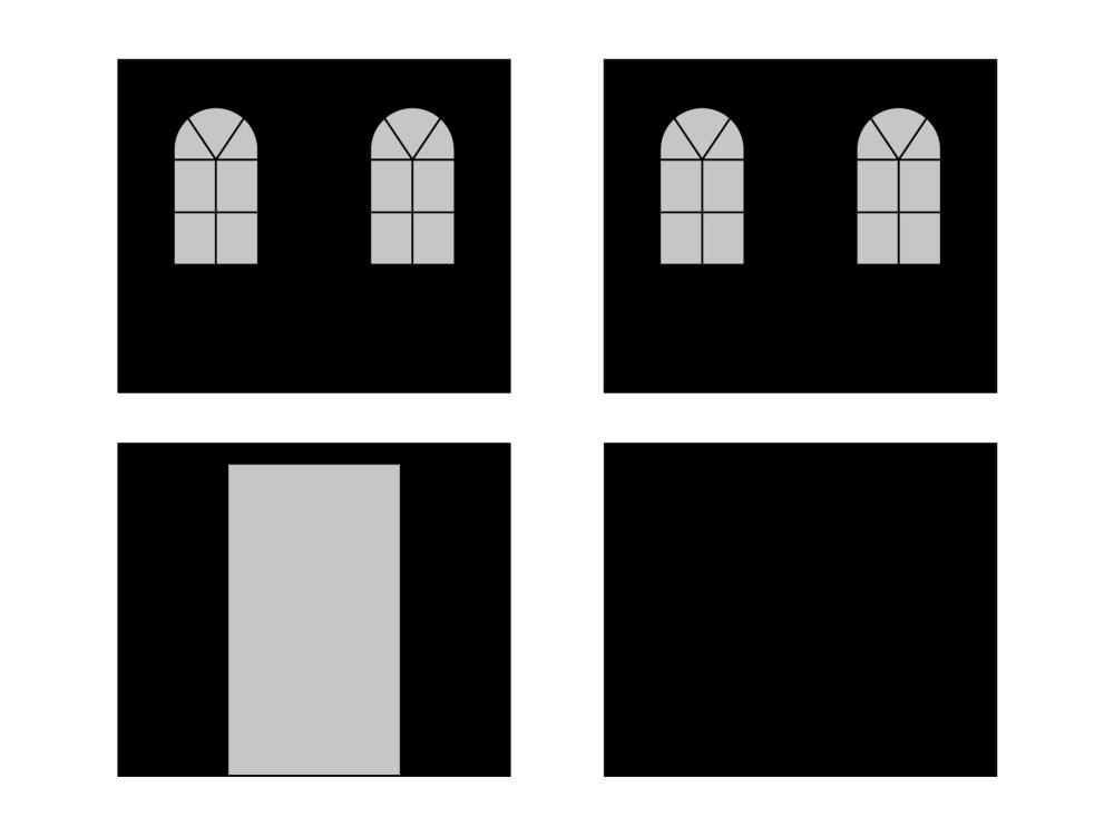 Set de paredes laterales con bolsa de transporte - Ventanas en arco - 4x4 m - negro