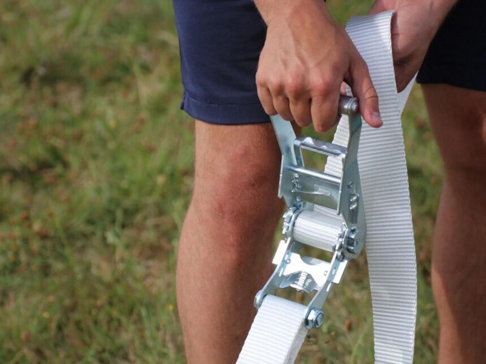 Sangle à cliquet - Double ancrage (en forme de Y) - 450 cm - Blanc