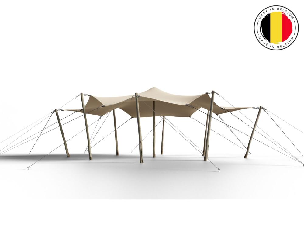 Triflexx stretchtent zeil (560 g/m²) met klemmen - 6,5 x 6,5 m Sand (out)/Cream (in)