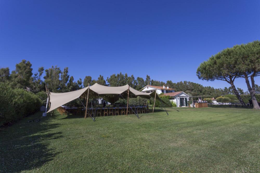 Carpa beduina Triflexx (560 g/m²) con abrazaderas - 15 x 20 m - Arena/Crema