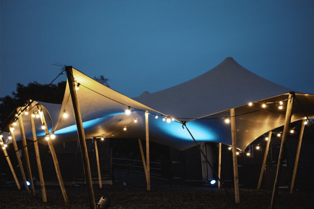 Triflexx voile tente stretch (560 g/m²) avec pinces - 10 x 15 m Black (out)/Black (in)