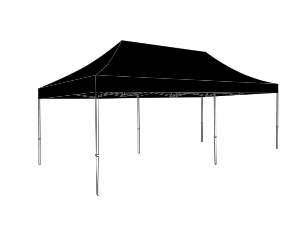 Carpa plegable AluLite con techo de poliéster - 3x6m negro